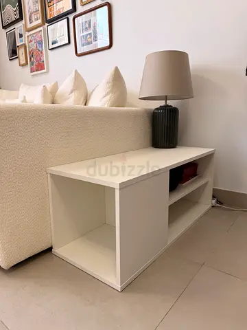 Ikea Vihald White modern coffee table with open shelf