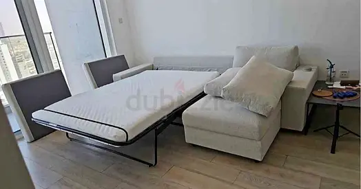 Modern Grey L-Shaped Sofa Bed with Pull Out Mattress vimle