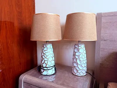 White Mosaic Ceramic Table Lamp - Good Condition