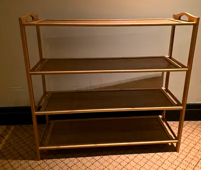 Wooden 4-Tier Open Shelf Unit — Light Frame, Dark Shelves