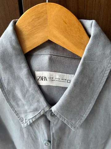 Zara Men's Light Gray Button Down Shirt - Size M