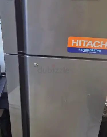 Hitachi top-freezer refrigerator, stainless steel finish, used