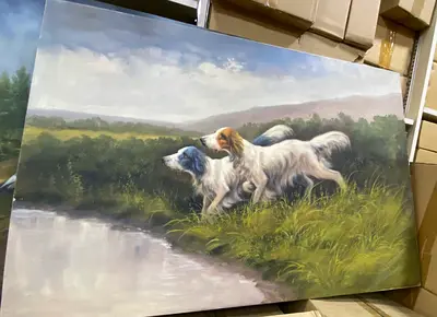 Dogs art oil painting-94cm height,64cm length