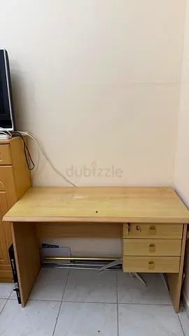 study / computer desk with 3 drawers with IKEA chair black leather
