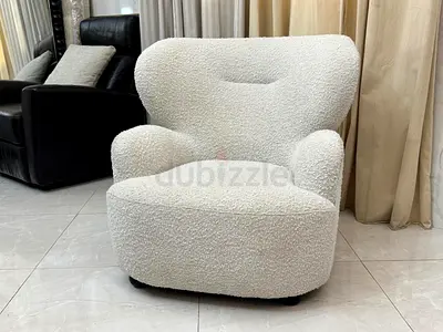 Marina Home Comfortable White Bouclé Accent Armchair - Cozy Lounge Chair