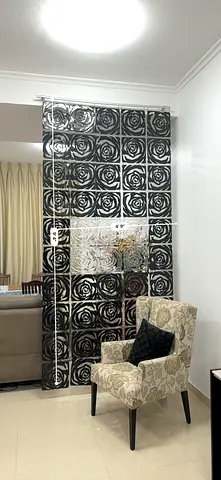 Semi-sheer decorative panel curtain with rose pattern - 1 panel