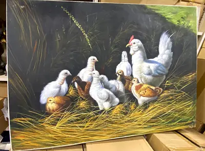 Hen oil painting art-94cm height,64cm length