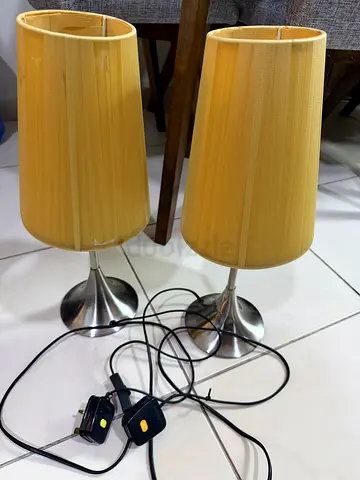 Pair of Modern Table Lamps with Metal Bases