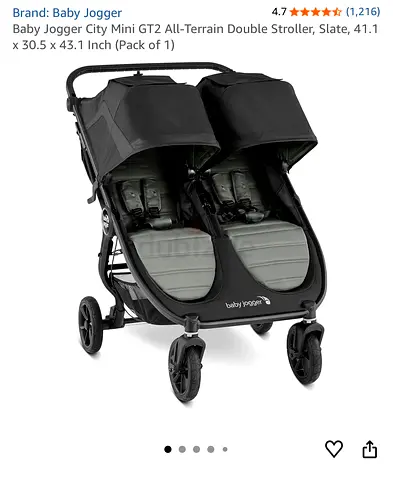 Baby Jogger City Mini GT2 Double Stroller - All-Terrain, Slate