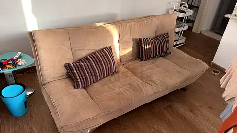 Beige convertible futon sofa bed - good condition