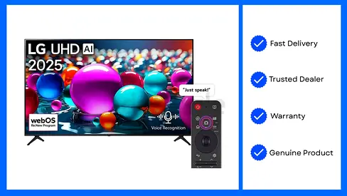 LG 75 inch LG UHD AI UA85 4K Smart TV AI Magic Remote Ready HDR10 webOS25 2025 Model Television