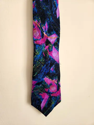 Vintage Carlo Palazzi 100% Italian Silk Tie – Abstract Vibrant Blue & Purple (Extra Long)