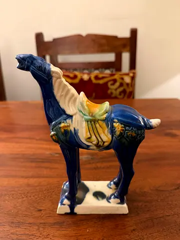 Vintage Blue Ceramic Camel Figurine - Decorative Collectible