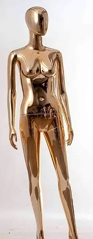 Full-body glossy gold female mannequin (display dummy)