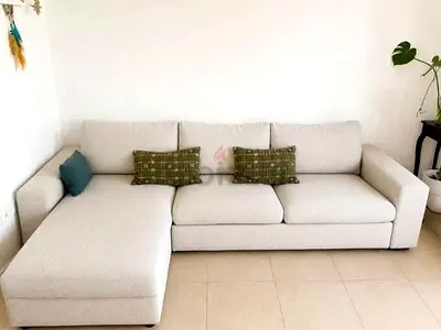 Comfortable Beige L-Shaped Sectional Sofa bed