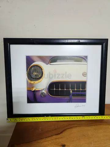 Framed Vintage Chevrolet Corvette C1 Classic Car Art Print (Signed)