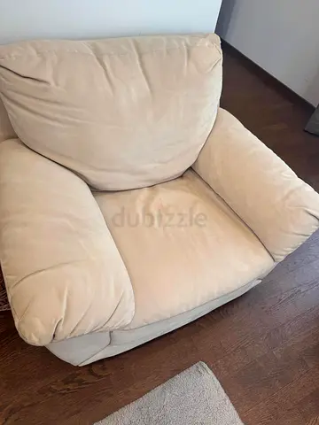 Beige Single Armchair - Comfortable Upholstered Lounge Chair