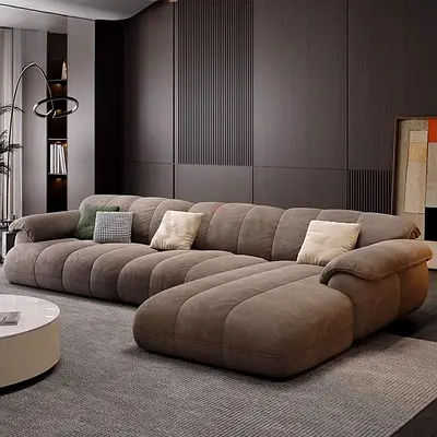 Large Modern L-Shaped Fabric Sofa