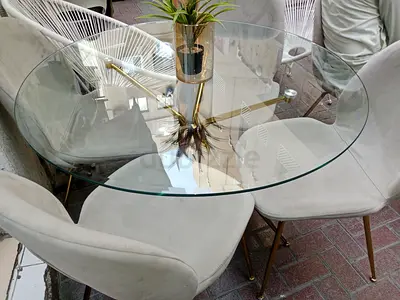 Modern Glass Dining Table Set – 4 Chairs For-Sale