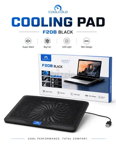 CoolCold F20B Black Laptop Cooling Pad