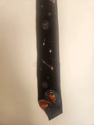 Vintage "Je Suis" 100% Silk Tie – Space & Astronomy Motif (Made in USA)