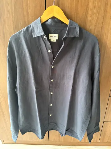 Pull and Bear Men's Grey Long Sleeve Shirt