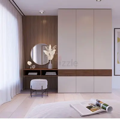 Modern built-in bedroom wardrobe with dressing table — excellent condition