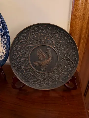 Antique carved decorative Cast Iron plaque with bird motif