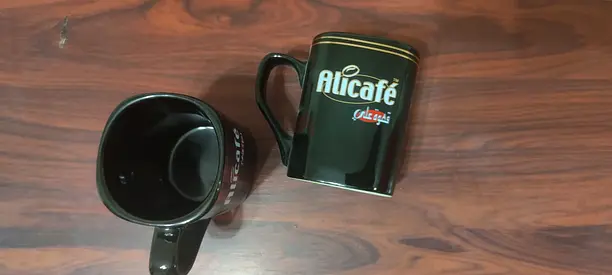 Set of 2 AliCafe Branded Black Ceramic Mugs