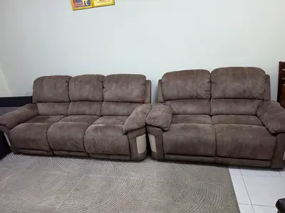 Brown 3-seater and 2-seater Reclining Sofa Set - Good Condition, only one sofa recliner not working.