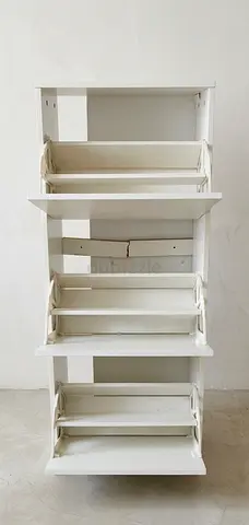 White Three Tier Pull Out Shoe Cabinet
