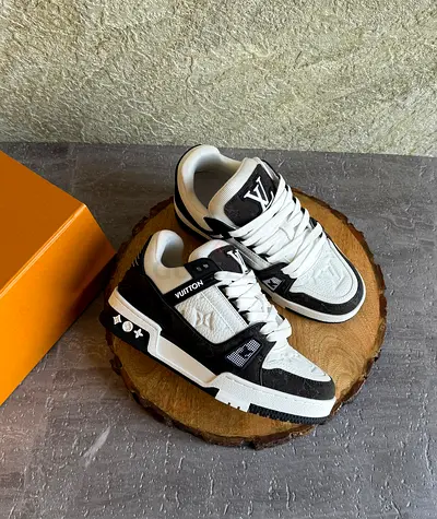 Lv White & Black Designer Sneakers — Sizes Available