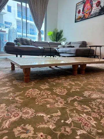 Solid Wood Low Table with Turned Legs - Good Condition
