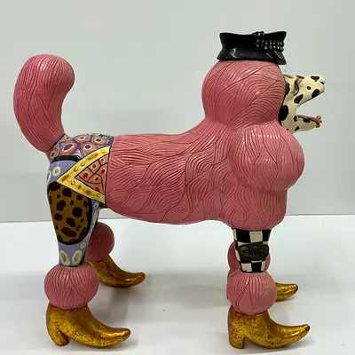 Tom's Company Hand-painted Decorative ''FROU FROU'' Pink Poodle Collection - Colorful Pop Art Style