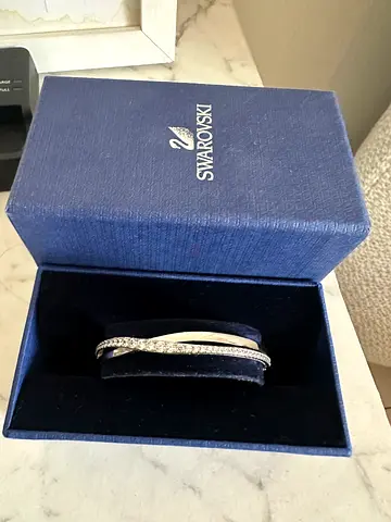 Swarovski crystal bangle set - silver tone, used