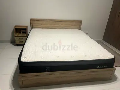 Queen Bed Frame with Storage - Light Wood (Mattress Available Separately)