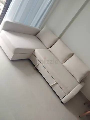 Beige L-shaped Corner Sofa - Good Condition