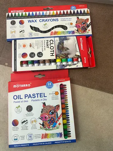 Set of New Motarro Drawing Supplies — Oil Pastels, Wax Crayons & Cloth Paint