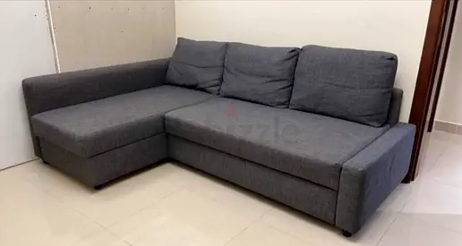 Gray L-shaped Fabric Sofa with Chaise – Good Condition