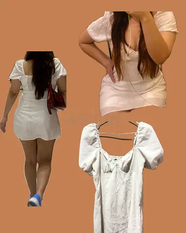 White Short Sleeve Puffy Dress