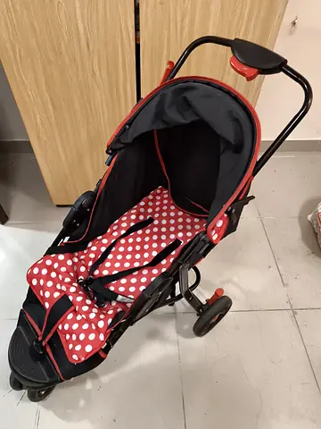 Lightweight Red Polka Dot Baby Stroller - Compact and Foldable