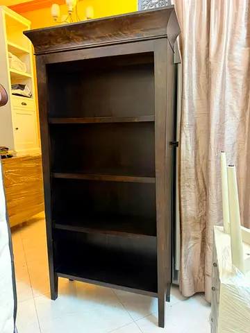 Dark Wood Tall Bookcase / Open Bookshelf - Solid & Sturdy