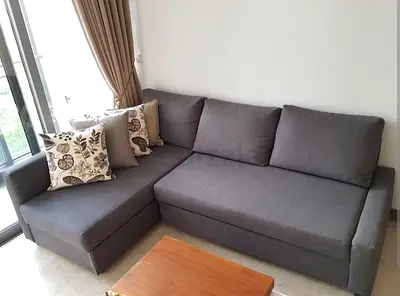 Compact L-shaped  Sofa with Chaise - Dark Grey