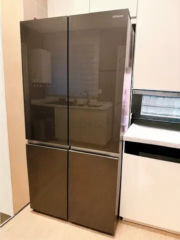 Hitachi 4-Door Black Glass Refrigerator – Bottom Freezer 90 cm width