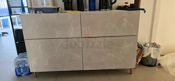 Ikea Besta pink marble print cabinet