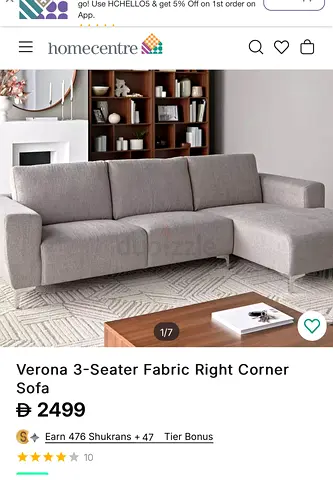 Verona 3-seater Fabric L-shape Left corner sofa