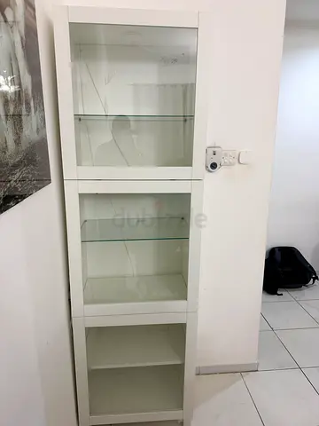 White 3-Section Glass Display Cabinet / Bookcase - Brand New