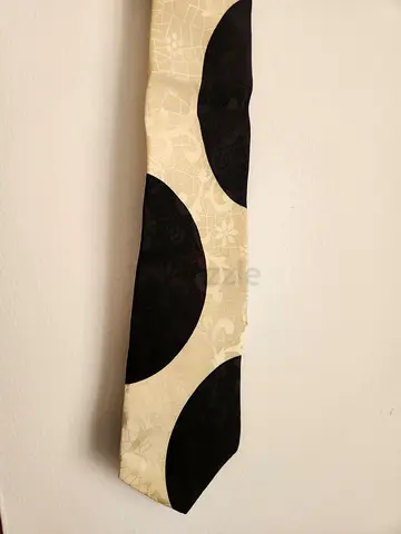 Vintage Giannelli Milan New York Handmade Tie – Black & Cream Wavy Pattern