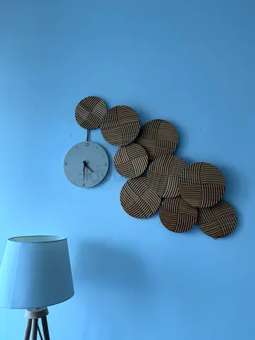 Wall decor wood and clock