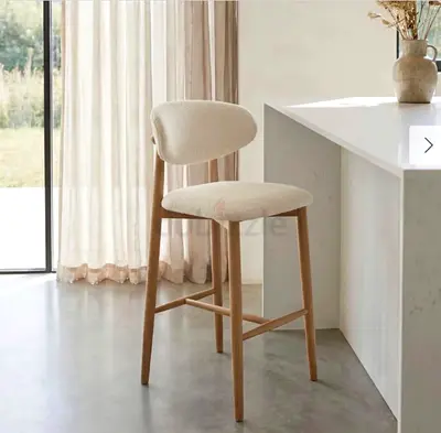 Homekode Alto Off White Lightwood Bar Stool - 3 stools
